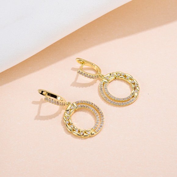 Double Hoop Drop Earrings - Picture 2 of 8